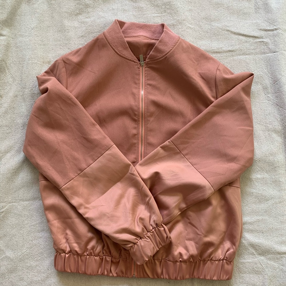 Pink Bomber Jacket with Satin detailing